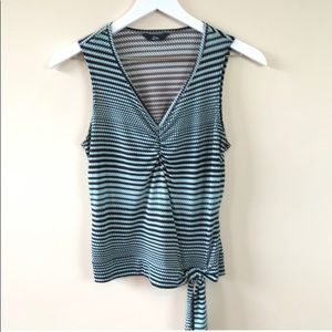 Geo Pattern Sleeveless Zinc Top w/ Tie